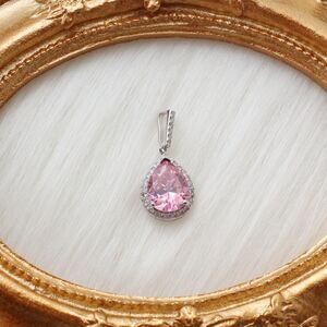 DAINTY PINK NECKLACE, Dainty CZ Necklace, Charming Pink CZ Pendant